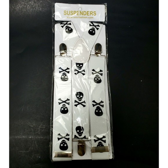 Skull & Cross Bones B & W Mens Suspenders Unicfashion Halloween Unisex N… - Picture 5 of 5